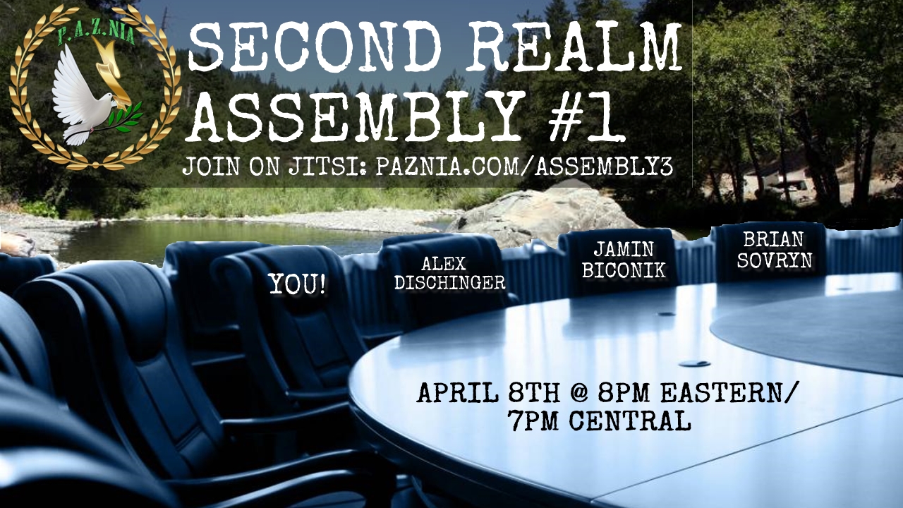 ANNOUNCING THE FIRST EVER P.A.Z.NIA SECOND REALM ASSEMBLY: Join live on Jitsi (April 8th, 8pm EASTERN/7pm CENTRAL)