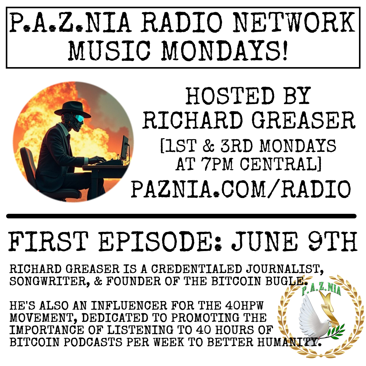 Music Mondays with Richard Greaser Debut Episode [P.A.Z.NIA Radio Network]
